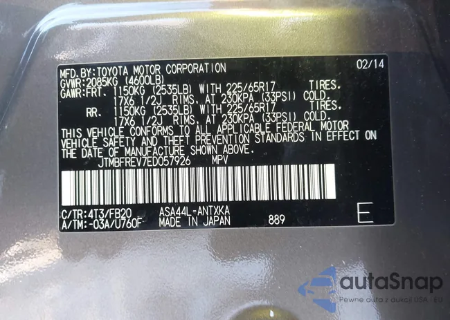 JTMBFREV7ED057926: 44123445