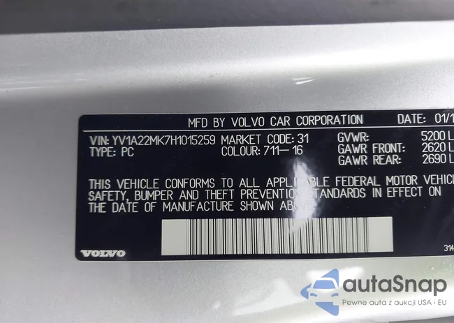 YV1A22MK7H1015259: 44123467