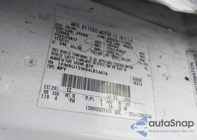 1FMRU15W64LB14616: 44124597