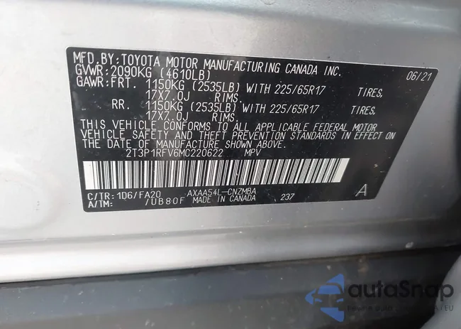 2T3P1RFV6MC220622: 44124613