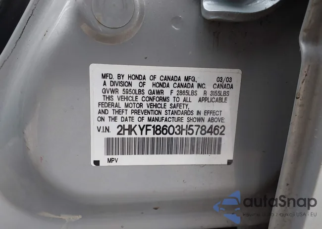 2HKYF18603H578462: 44124641