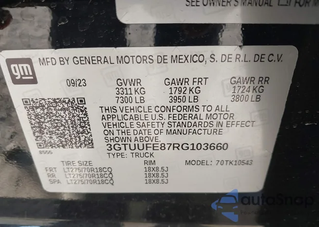 3GTUUFE87RG103660: 44124647