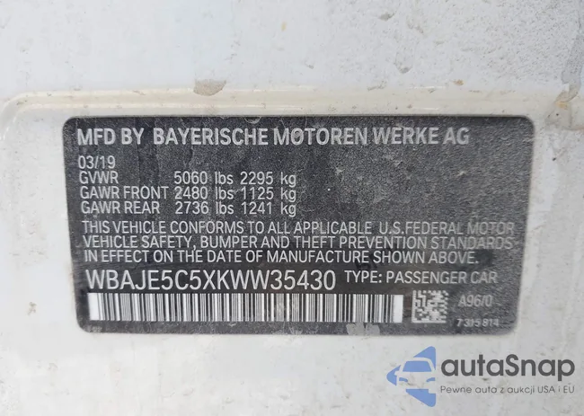 WBAJE5C5XKWW35430: 44124706