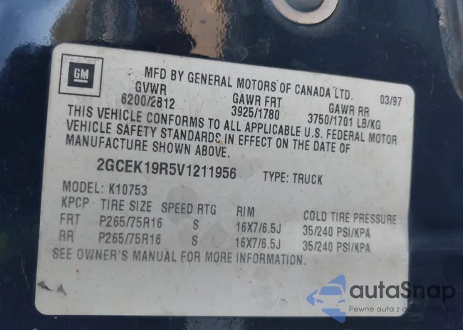 2GCEK19R5V1211956: 44124710