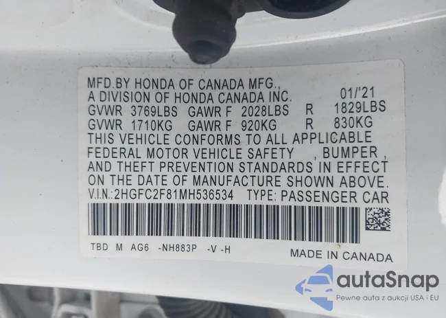 2HGFC2F81MH536534: 44124756