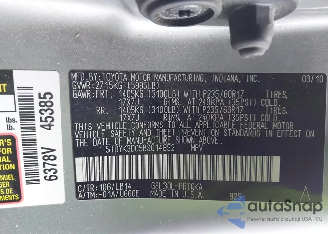 5TDYK3DC5BS014852: 44124781