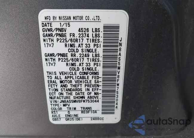 JN8AS5MV8FW753044: 44124788