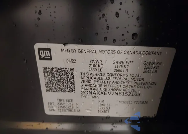 2GNAXXEV7N6152103: 44124796