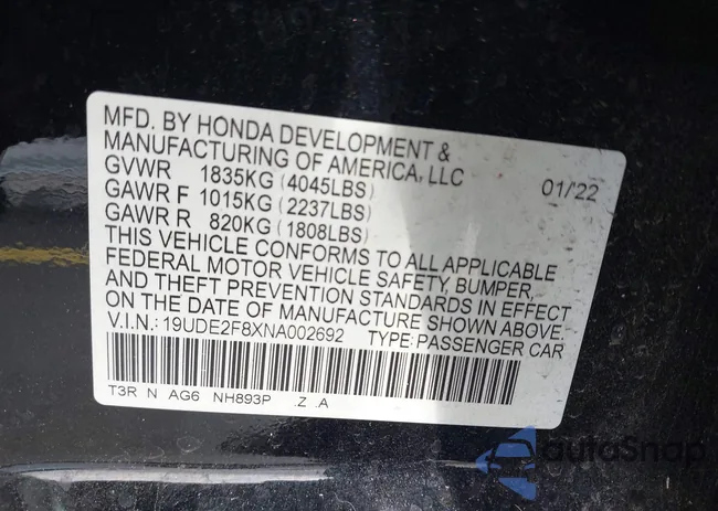 19UDE2F8XNA002692: 44125002