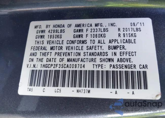 1HGCP2F35CA009704: 44125060