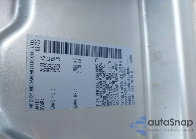 1N4BL4DW3SN363684: 44124250