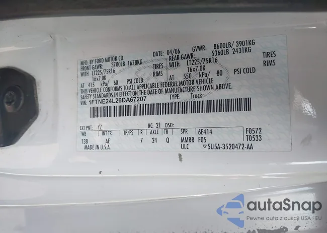 1FTNE24L26DA67207: 44124468