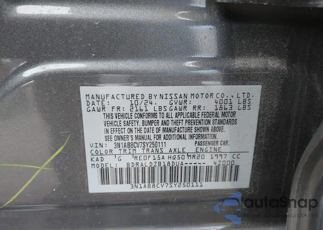 3N1AB8CV7SY250111: 44125657