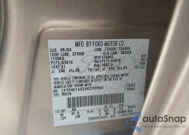 1FTPW14524KD90960: 44125758