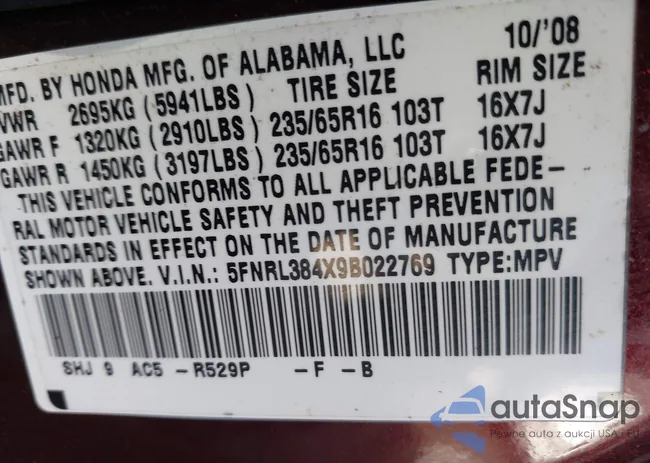 5FNRL384X9B022769: 44125793