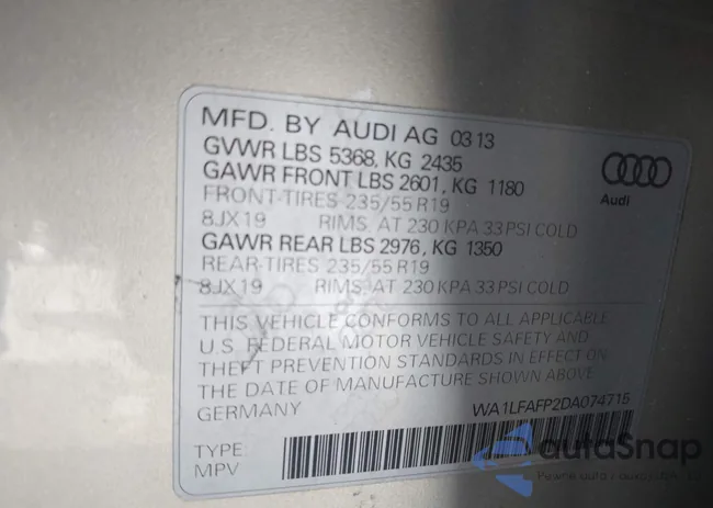 WA1LFAFP2DA074715: 44125835