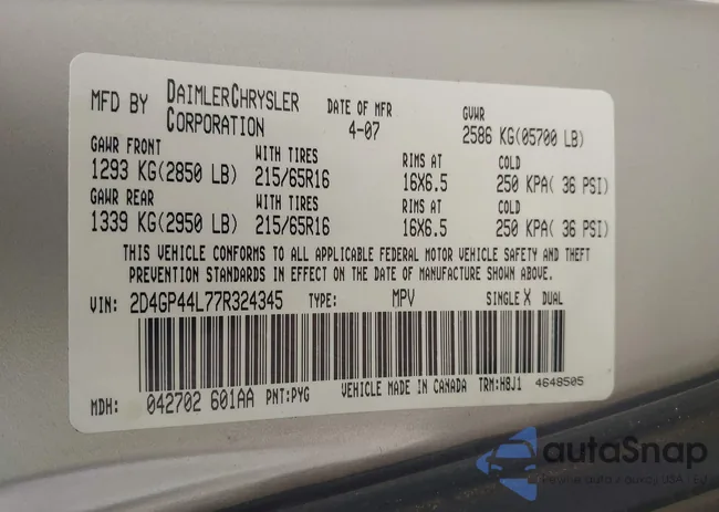 2D4GP44L77R324345: 44125931