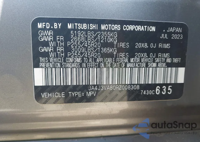 JA4J3VA80RZ008308: 44125948