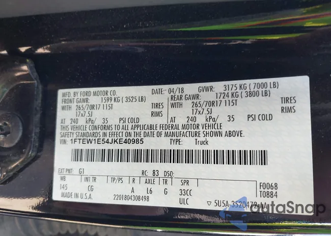 1FTEW1E54JKE40985: 44126015