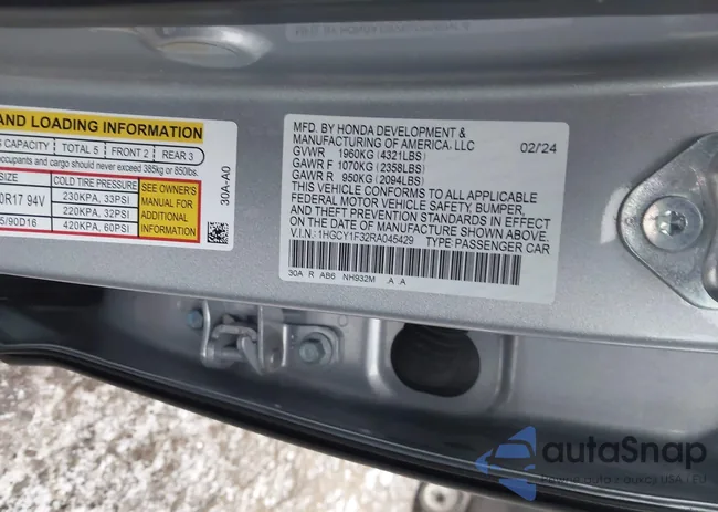 1HGCY1F32RA045429: 44126058