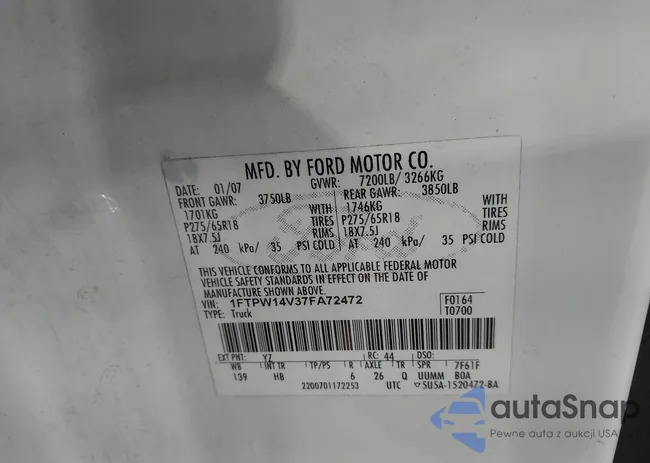 1FTPW14V37FA72472: 44126080