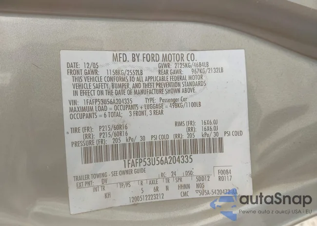 1FAFP53U56A204335: 44125205