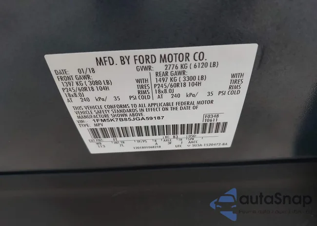 1FM5K7B85JGA59187: 44125206