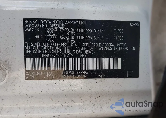 JTMMWRFV4SD316312: 44125484