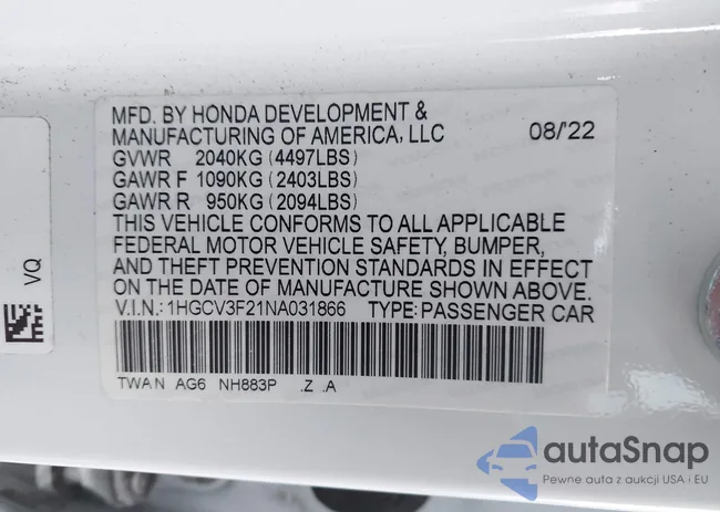 1HGCV3F21NA031866: 44125485