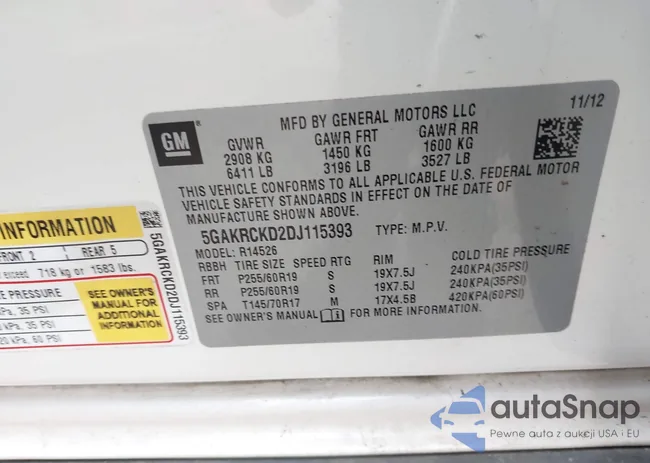 5GAKRCKD2DJ115393: 44126638