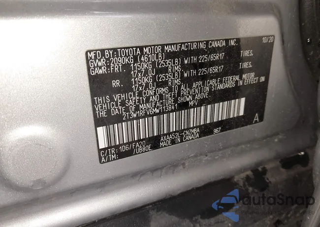 2T3W1RFV6MW113841: 44126773