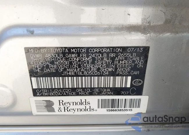 JTHBE1BL8D5026134: 44126810