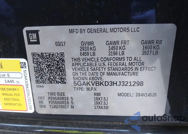 5GAKVBKD3HJ321298: 44126096