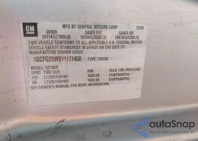 1GCFG25W811171458: 44126224