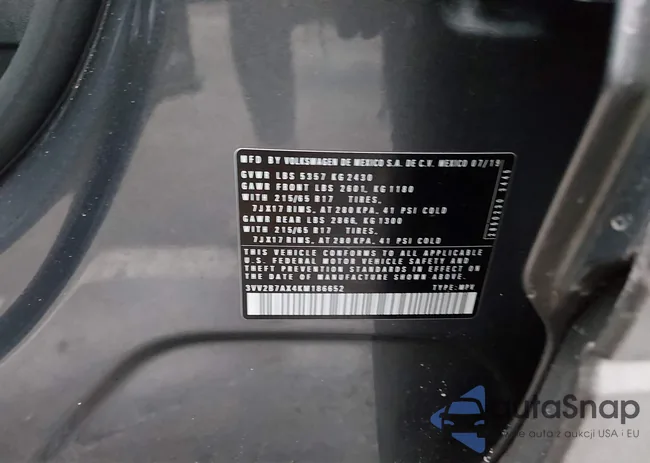 3VV2B7AX4KM186652: 44126357