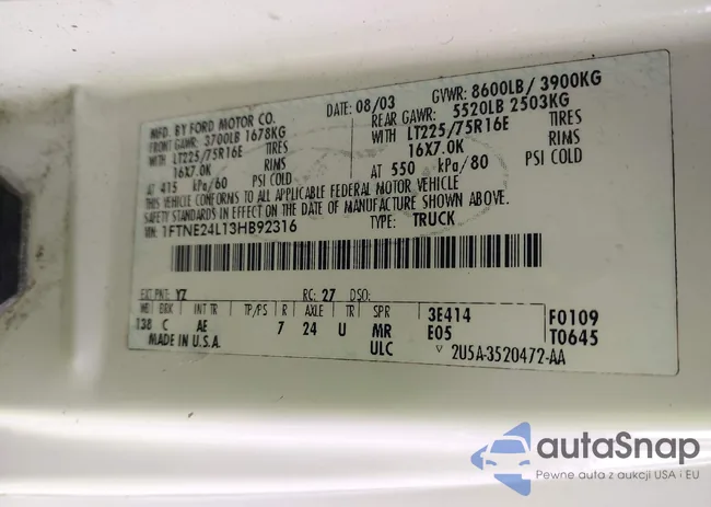 1FTNE24L13HB92316: 44126423