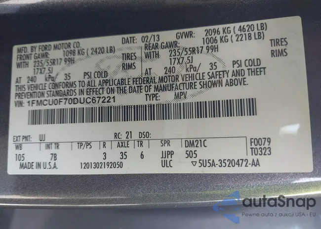 1FMCU0F70DUC67221: 44126430