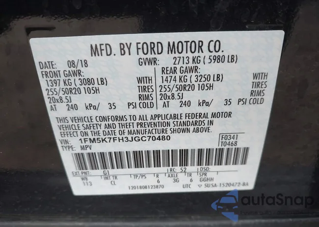 1FM5K7FH3JGC70480: 44127562