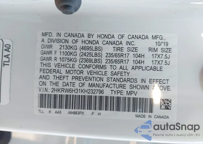 2HKRW6H31KH232796: 44127768