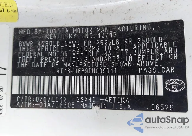 4T1BK1EB9DU009311: 44127803