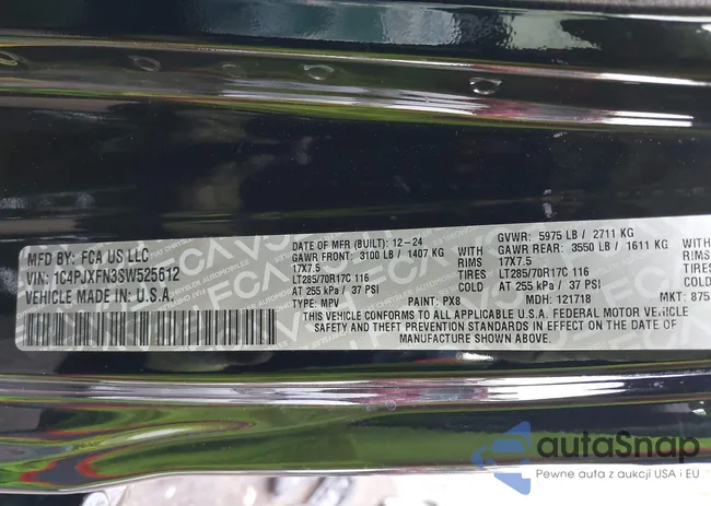 1C4PJXFN3SW525612: 44127827