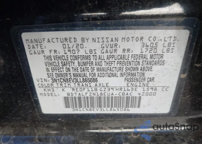 3N1CN8EV3LL865086: 44127108