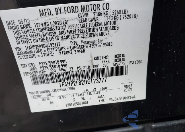 1FAHP2E82DG123777: 44127111