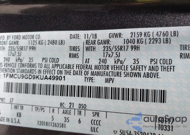 1FMCU9GD9KUA49901: 44127118