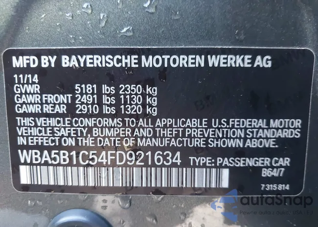 WBA5B1C54FD921634: 44127213