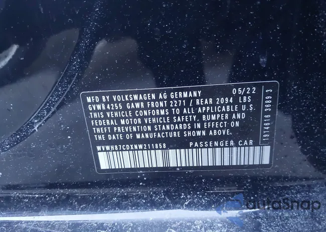 WVWH87CDXNW211858: 44127240