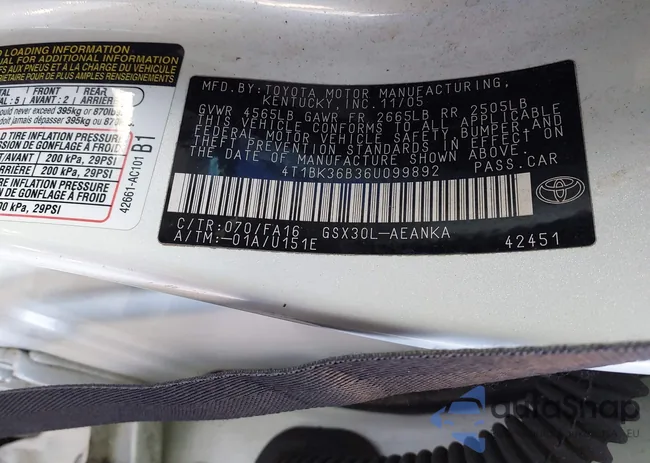 4T1BK36B36U099892: 44127297