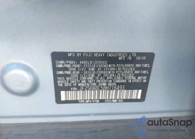 JF2SHABC5BH716493: 44127444