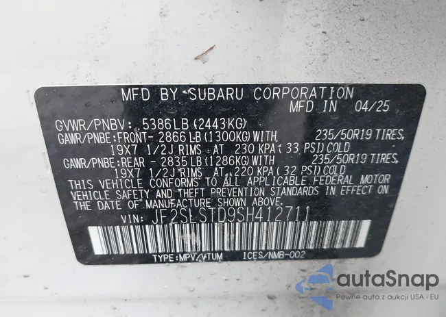 JF2SLSTD9SH412711: 44128583