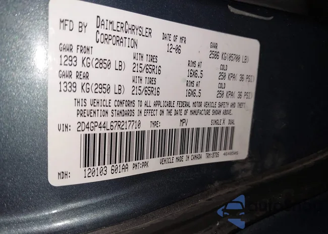 2D4GP44L67R217710: 44128590